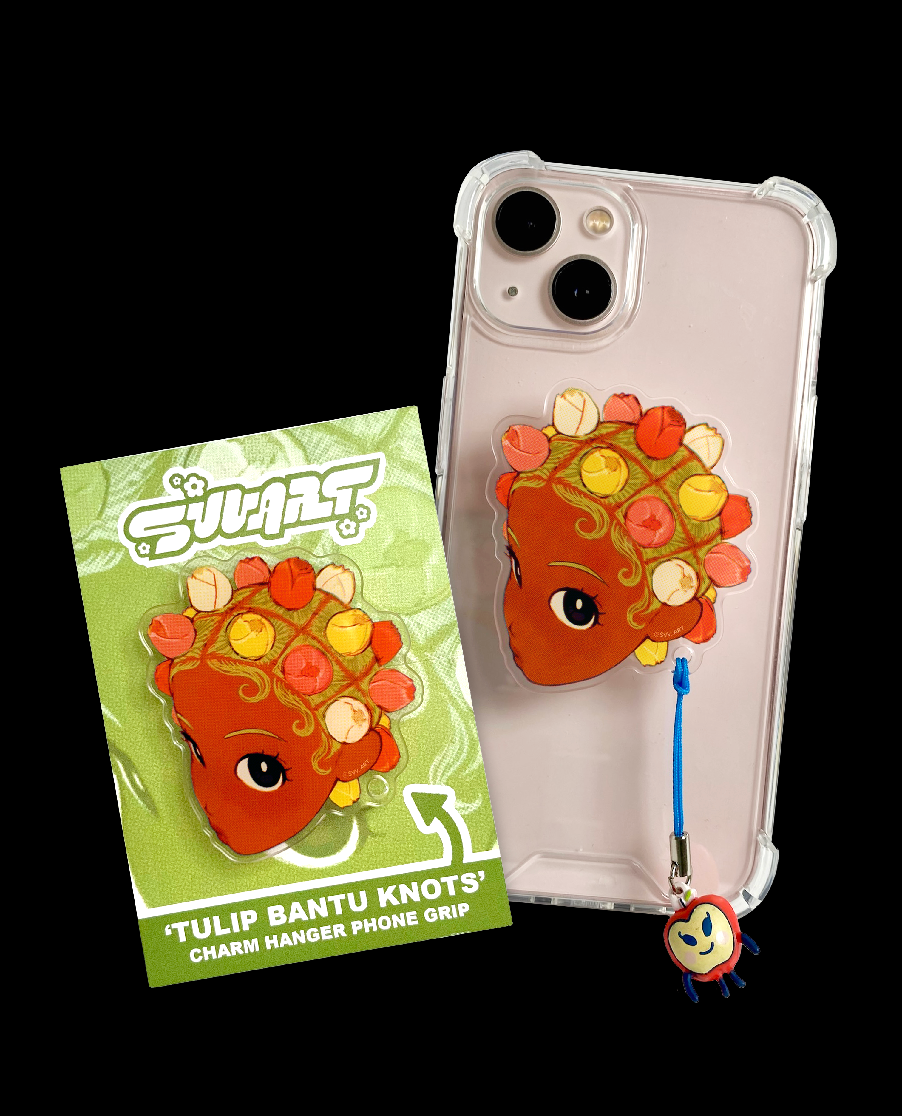 'Tulip Bantu Knots' Charm Hanger Phone Grip