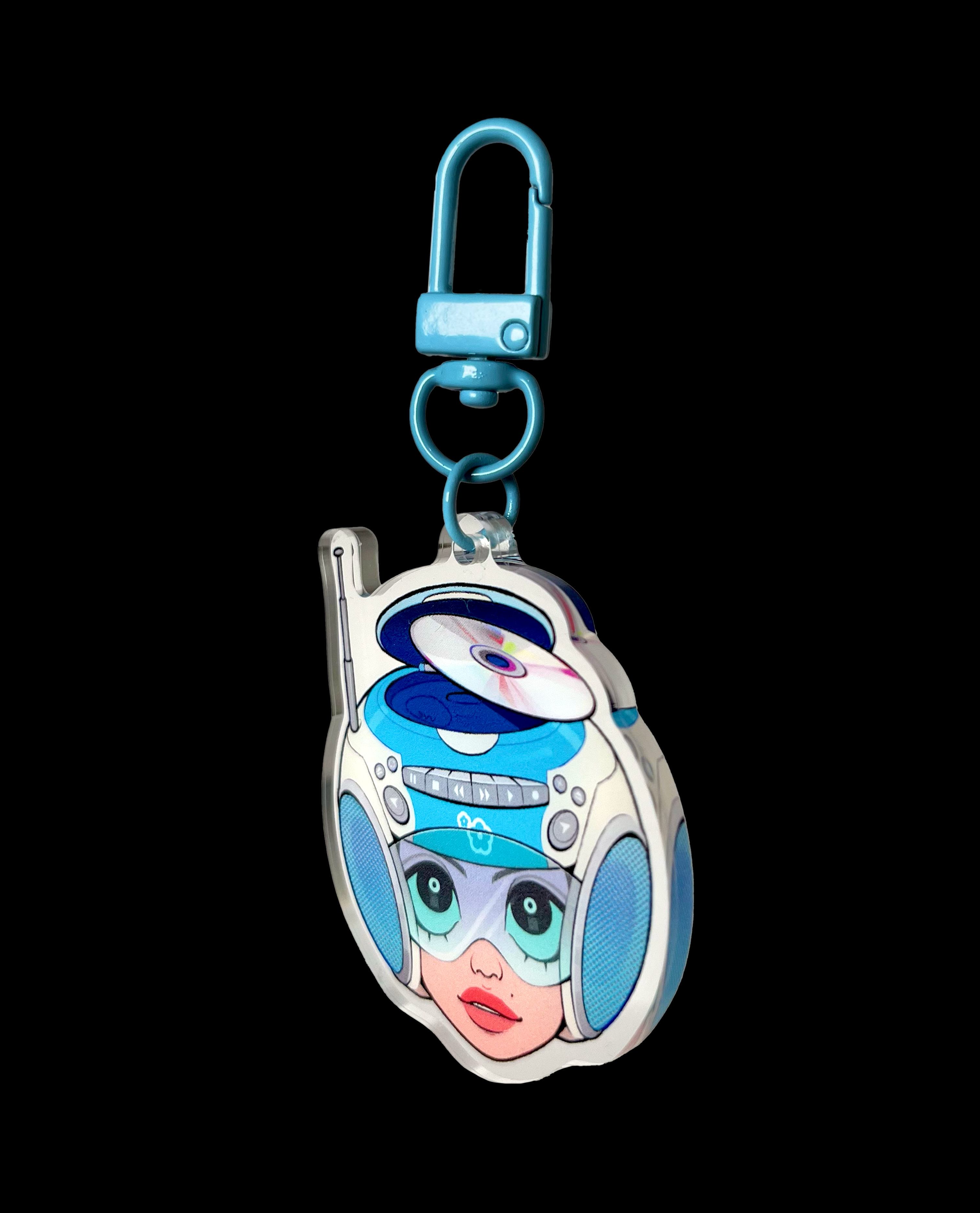 'CD Player Helmet' Acrylic Keychain