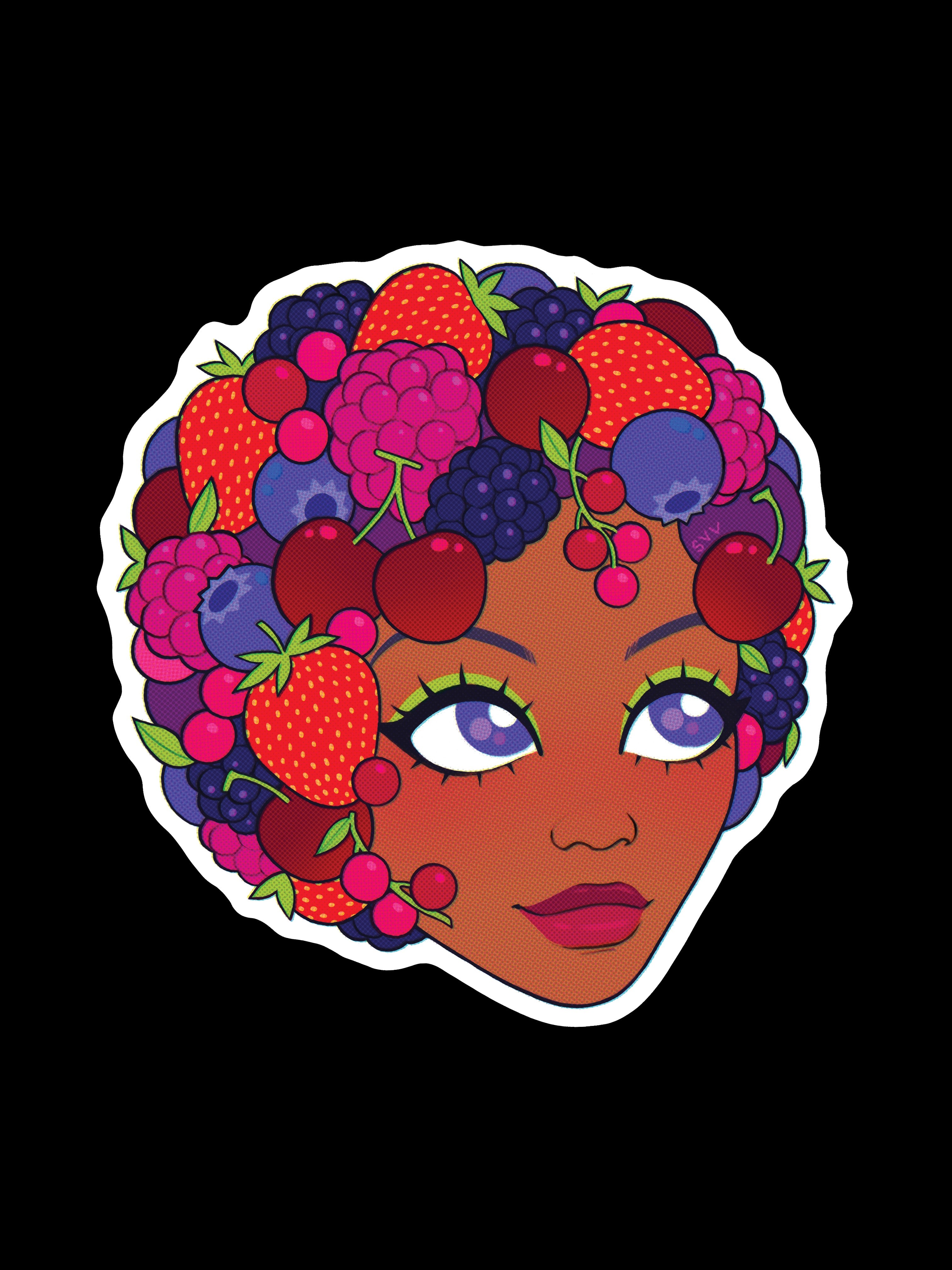 'Summer Fruits Afro' Vinyl Sticker